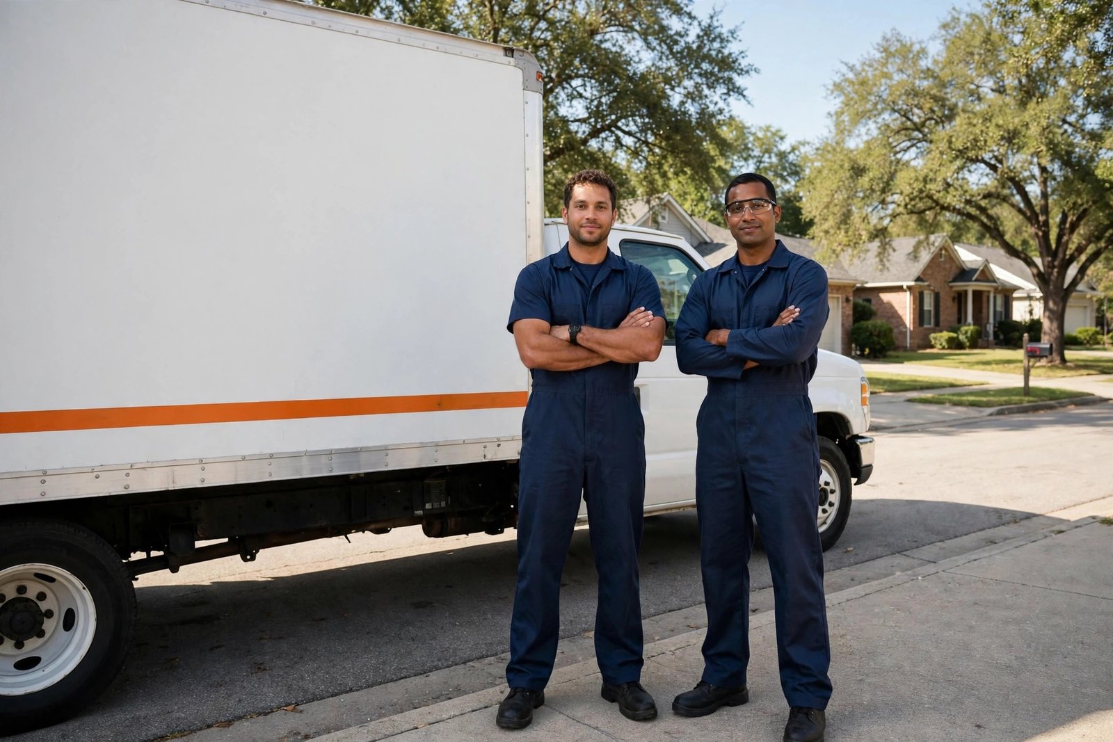 Junk removal team with truck