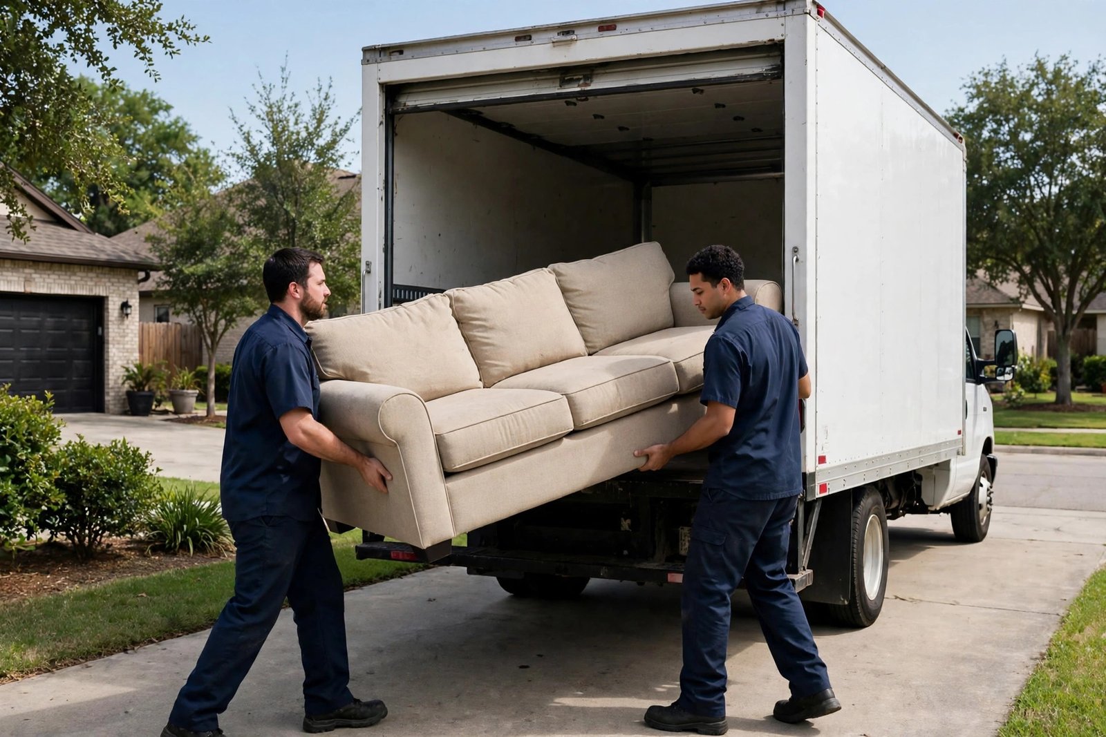 Furniture being loaded for junk removal